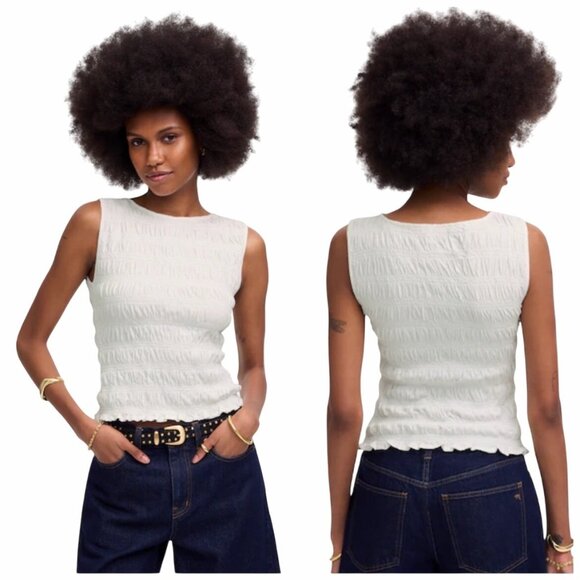 Madewell Tops - Madewell Womens Smocked Boatneck Tank Size XS Casual Chic Wear NWT